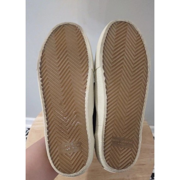 Saint Laurent Paris Gray Wool Black Leather Back Shoes Women's Sz 36 - Picture 7 of 10